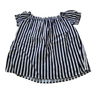 Off shoulder medium womens shirt navy blue & white top Vero moda